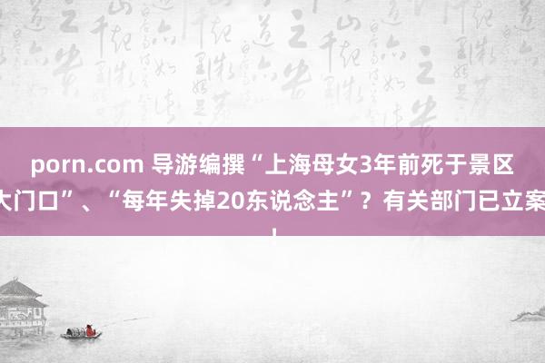 porn.com 导游编撰“上海母女3年前死于景区大门口”、“每年失掉20东说念主”？有关部门已立案！