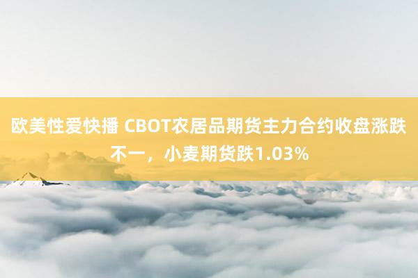 欧美性爱快播 CBOT农居品期货主力合约收盘涨跌不一，小麦期货跌1.03%