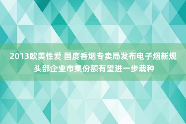 2013欧美性爱 国度香烟专卖局发布电子烟新规 头部企业市集份额有望进一步栽种