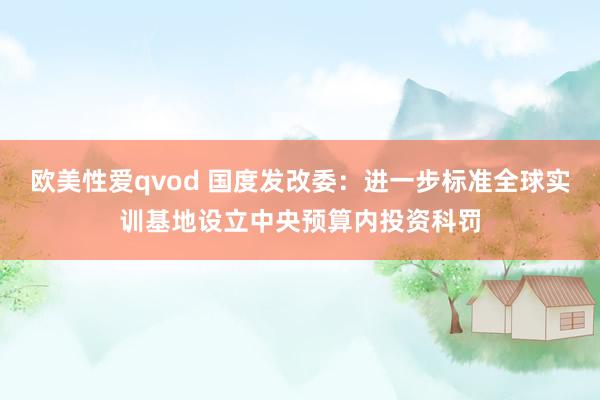 欧美性爱qvod 国度发改委：进一步标准全球实训基地设立中央预算内投资科罚