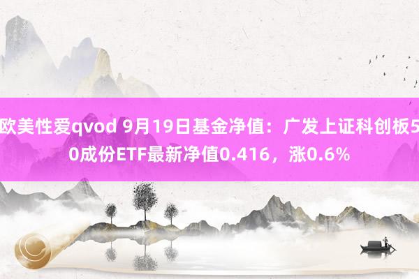 欧美性爱qvod 9月19日基金净值：广发上证科创板50成份ETF最新净值0.416，涨0.6%