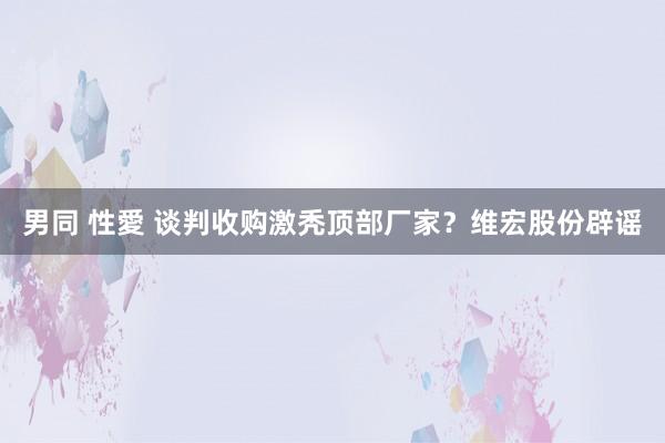 男同 性愛 谈判收购激秃顶部厂家？维宏股份辟谣