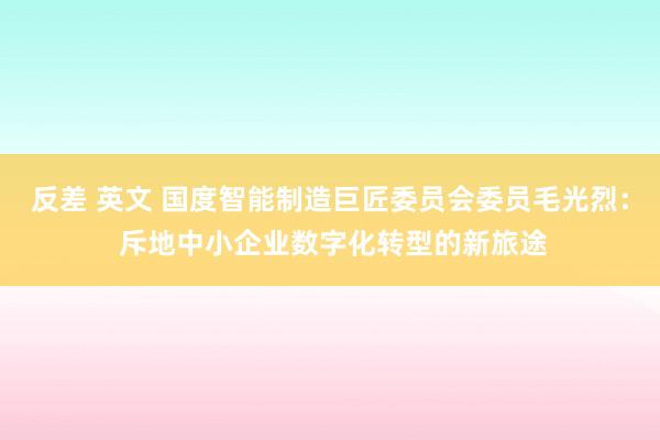 反差 英文 国度智能制造巨匠委员会委员毛光烈： 斥地中小企业数字化转型的新旅途