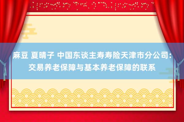 麻豆 夏晴子 中国东谈主寿寿险天津市分公司：交易养老保障与基本养老保障的联系