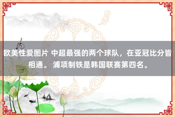 欧美性爱图片 中超最强的两个球队，在亚冠比分皆相通。 浦项制铁是韩国联赛第四名。