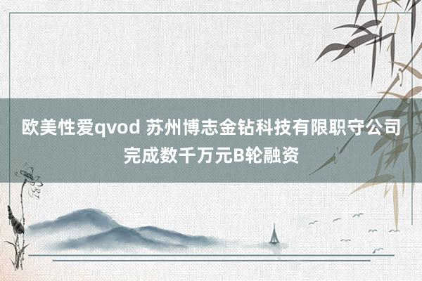 欧美性爱qvod 苏州博志金钻科技有限职守公司完成数千万元B轮融资