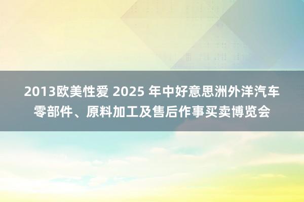 2013欧美性爱 2025 年中好意思洲外洋汽车零部件、原料加工及售后作事买卖博览会