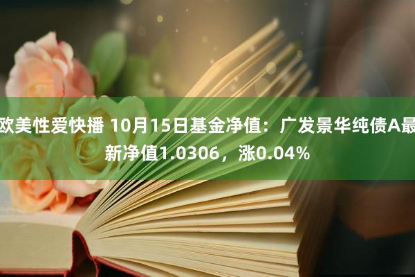 欧美性爱快播 10月15日基金净值：广发景华纯债A最新净值1.0306，涨0.04%