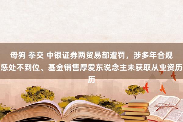 母狗 拳交 中银证券两贸易部遭罚，涉多年合规惩处不到位、基金销售厚爱东说念主未获取从业资历