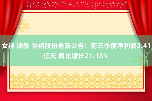 女神 调教 华翔股份最新公告：前三季度净利润3.41亿元 同比增长21.18%