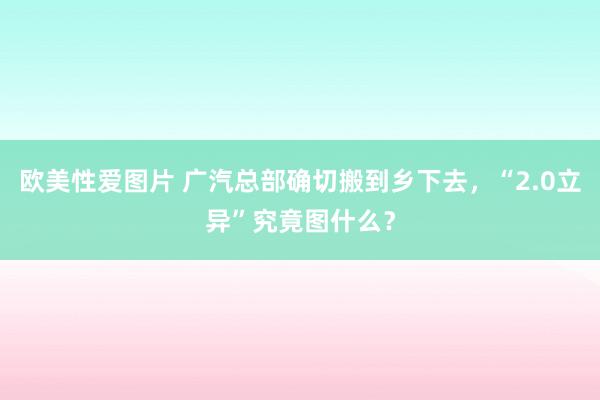 欧美性爱图片 广汽总部确切搬到乡下去，“2.0立异”究竟图什么？