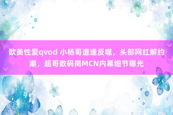 欧美性爱qvod 小杨哥遭逢反噬，头部网红解约潮，超哥数码揭MCN内幕细节曝光