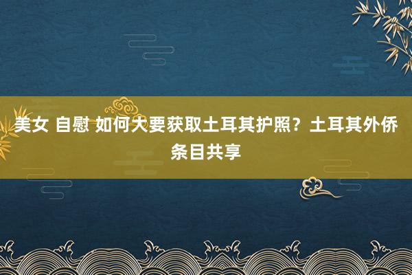 美女 自慰 如何大要获取土耳其护照？土耳其外侨条目共享