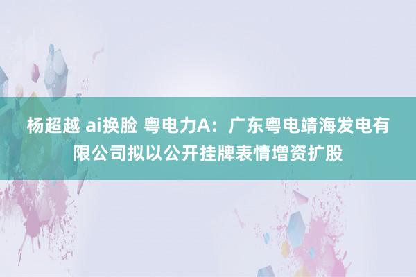 杨超越 ai换脸 粤电力A：广东粤电靖海发电有限公司拟以公开挂牌表情增资扩股