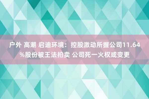 户外 高潮 启迪环境：控股激动所握公司11.64%股份被王法拍卖 公司死一火权或变更