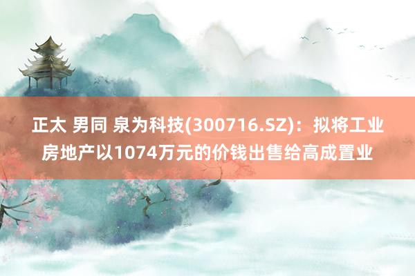 正太 男同 泉为科技(300716.SZ)：拟将工业房地产以1074万元的价钱出售给高成置业