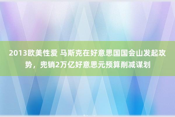 2013欧美性爱 马斯克在好意思国国会山发起攻势，兜销2万亿好意思元预算削减谋划