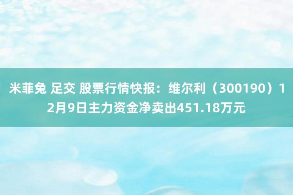 米菲兔 足交 股票行情快报：维尔利（300190）12月9日主力资金净卖出451.18万元