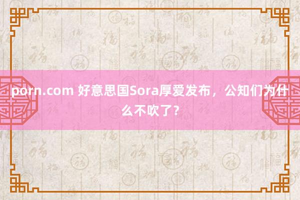 porn.com 好意思国Sora厚爱发布，公知们为什么不吹了？