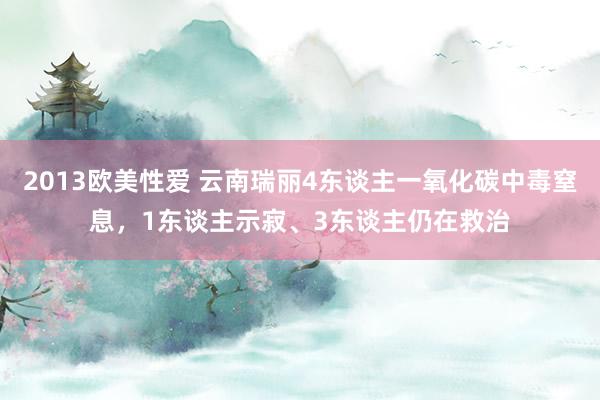 2013欧美性爱 云南瑞丽4东谈主一氧化碳中毒窒息，1东谈主示寂、3东谈主仍在救治