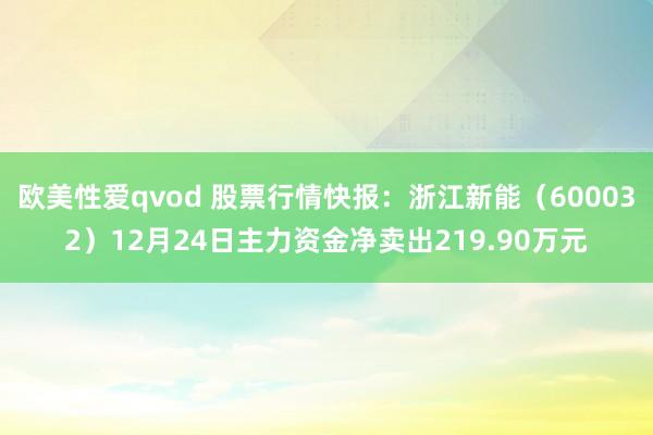 欧美性爱qvod 股票行情快报：浙江新能（600032）12月24日主力资金净卖出219.90万元