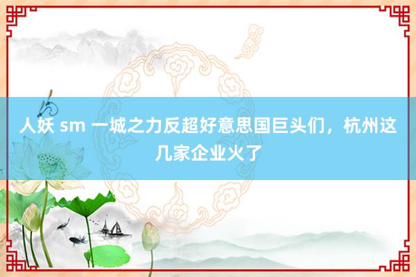 人妖 sm 一城之力反超好意思国巨头们，杭州这几家企业火了