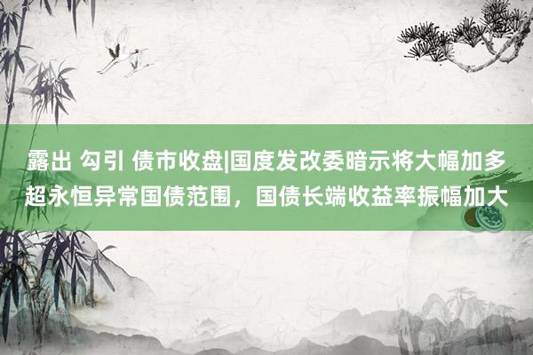 露出 勾引 债市收盘|国度发改委暗示将大幅加多超永恒异常国债范围，国债长端收益率振幅加大