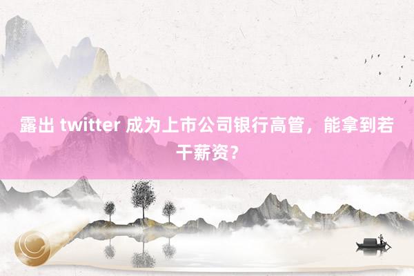 露出 twitter 成为上市公司银行高管，能拿到若干薪资？