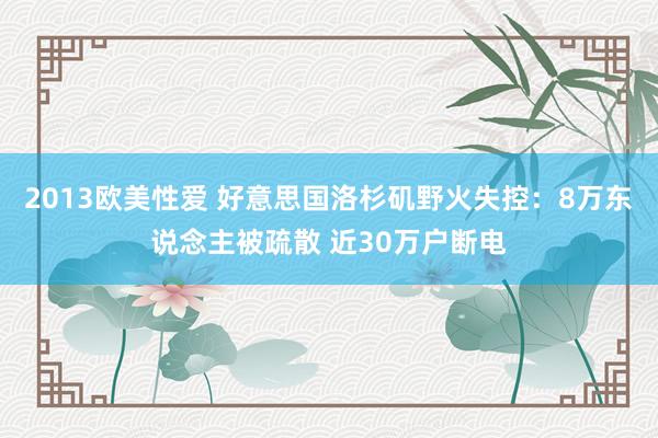 2013欧美性爱 好意思国洛杉矶野火失控：8万东说念主被疏散 近30万户断电